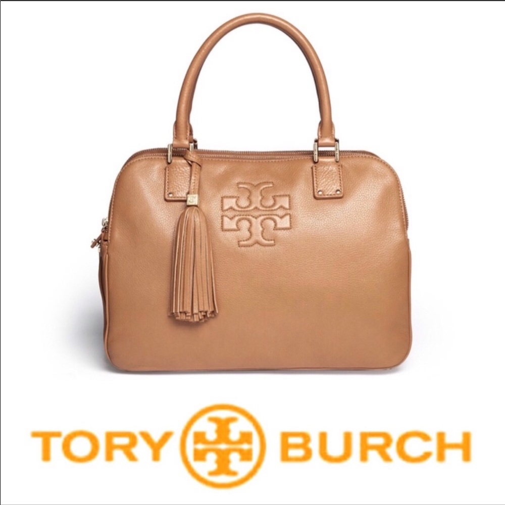 Tory Burch Royal Tan Thea triple zip bag